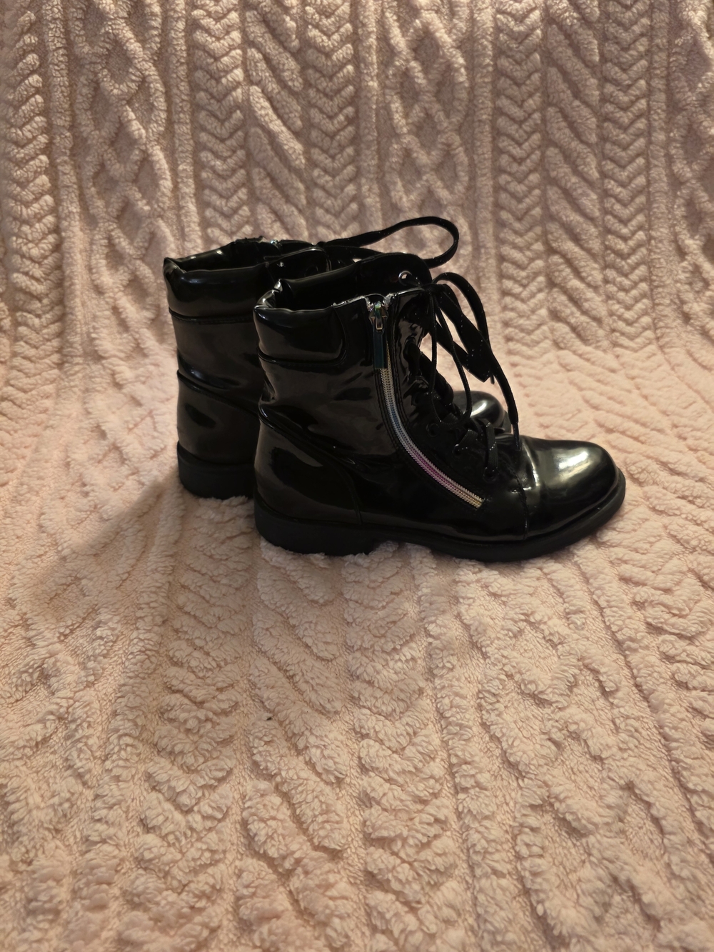 Jellypop Black Patent Combat Boots